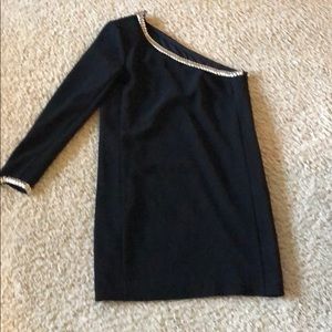 One shoulder black Mango dress